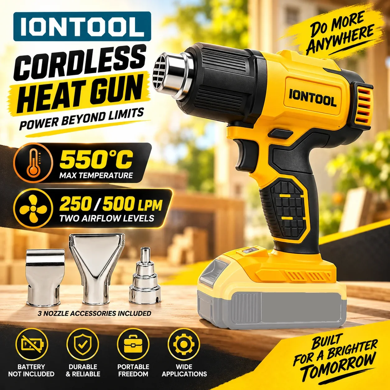 Cordless Heat Gun For Shrink Tubing - Беспроводной термофен IONTOOL 550 ℃ Инструменты