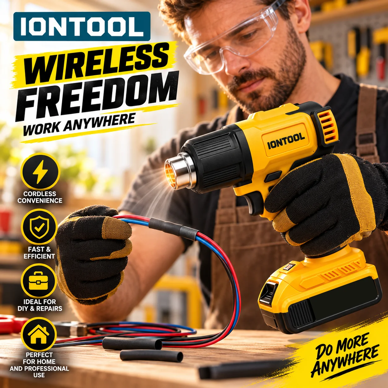IONTOOL 550 ℃   Беспроводной т – обзор и цена Cordless Heat Gun For Shrink Tubing